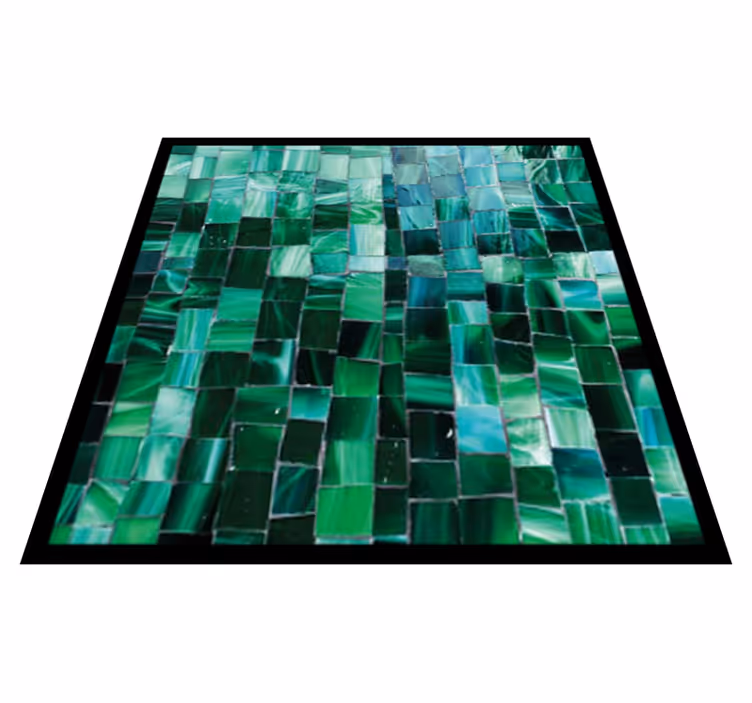 Tapis vinyle salle de bain carrelage mosaïque verte dégradé - TenStickers