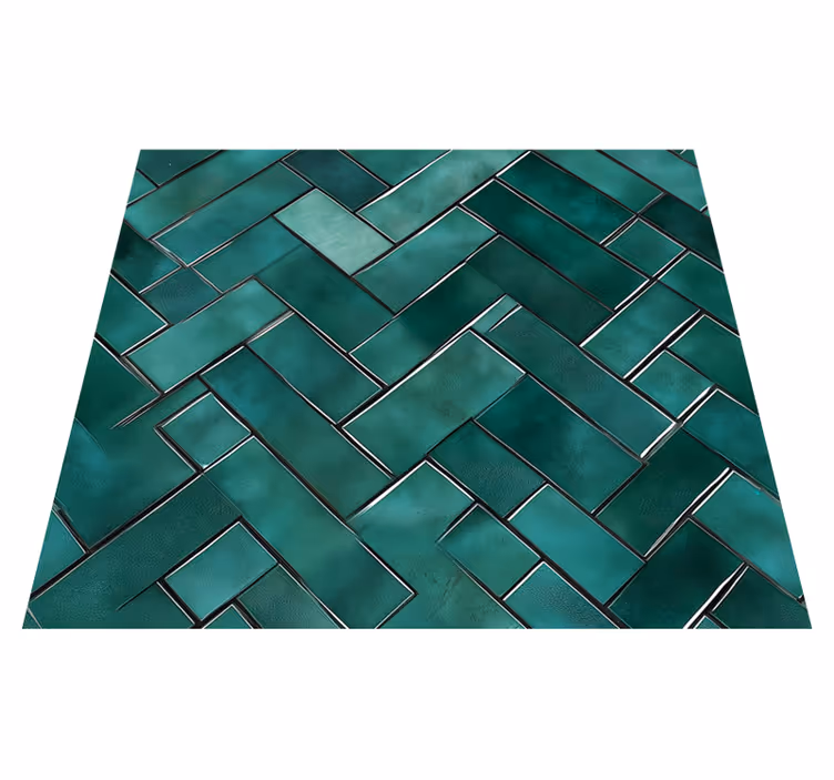 Tapis vinyle salle de bain chevrons verts - TenStickers