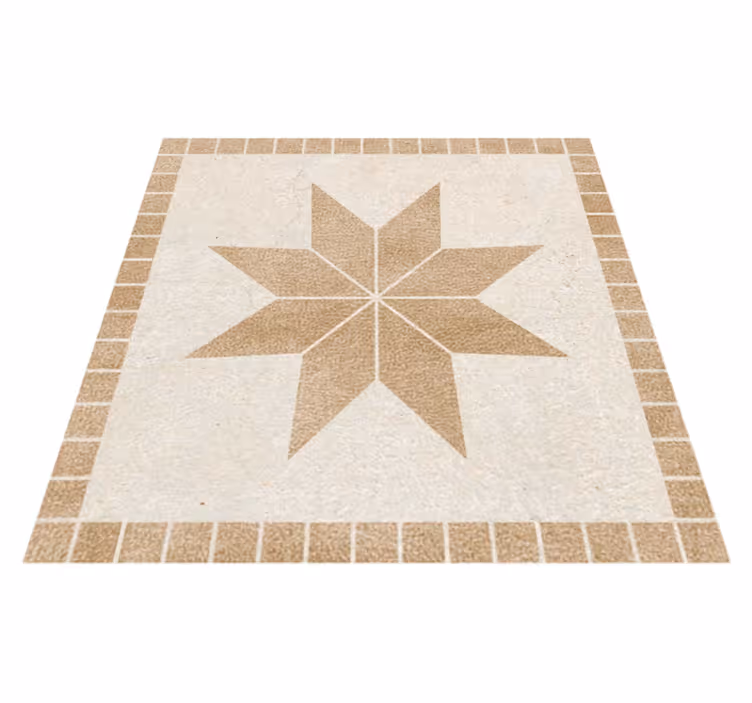 Tapis vinyle salle de bain carreau étoile marron - TenStickers