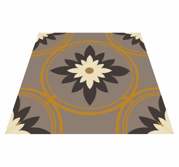Tapis vinyle salle de bain motif ciment hydraulique marron - TenStickers