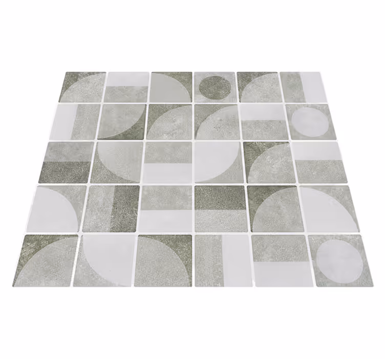 Tapis vinyle salle de bain formes entrelacées gris abstrait - TenStickers