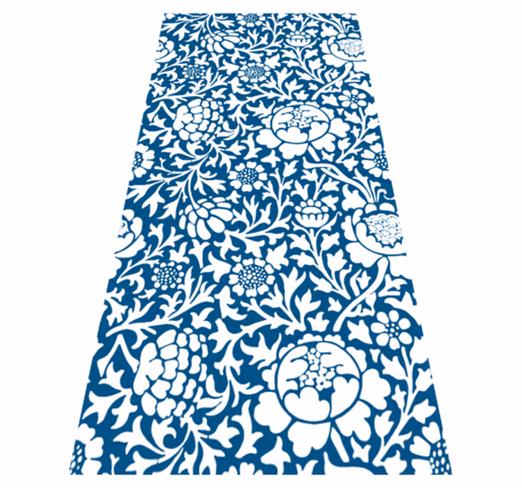 Tapis vinyle cuisine fleurs marines bleues - TenStickers