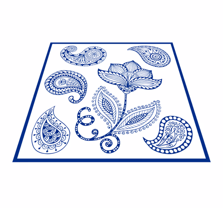 Tapis vinyle cuisine motif cachemire et fleurs - TenStickers
