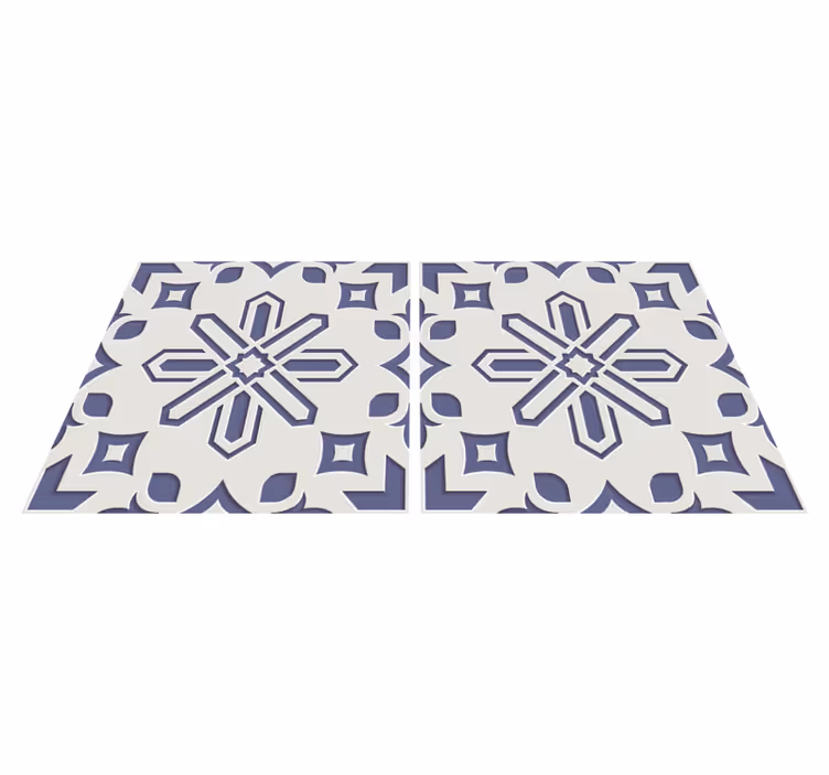 Tapis vinyle cuisine motifs carreaux ciment bleu blanc - TenStickers