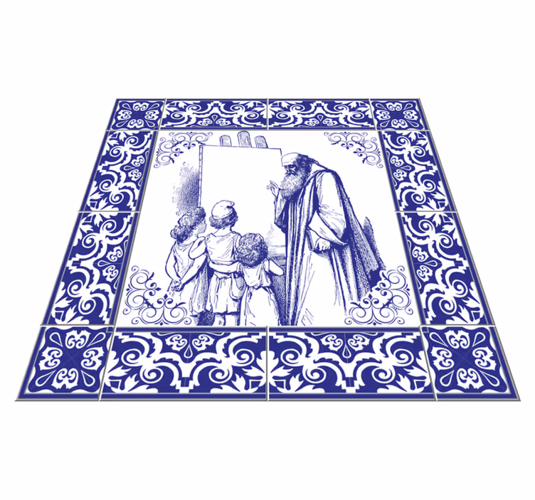 Tapis vinyle cuisine enseignant delft bleu - TenStickers
