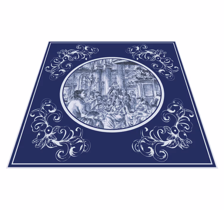 Tapis vinyle cuisine personnages bleus dans la foule - TenStickers
