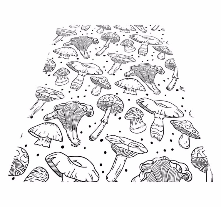 Tapis vinyle cuisine motif champignon monocolore dessiné - TenStickers