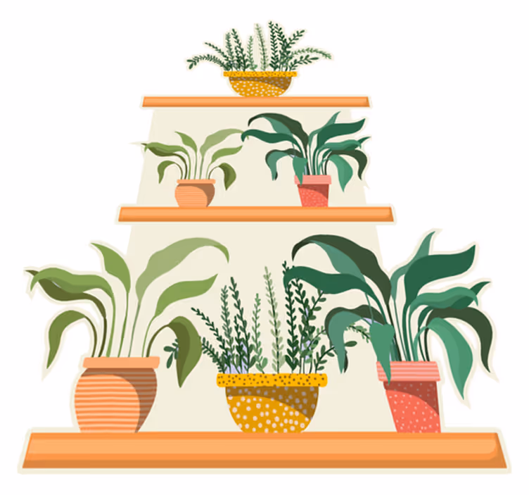 Tapis vinyle cuisine étagère de plantes aquarelle - TenStickers