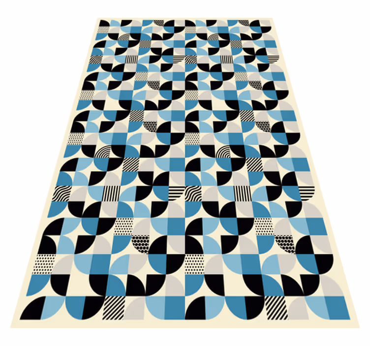 Tapis vinyle cuisine motif bauhaus bleu rétro - TenStickers