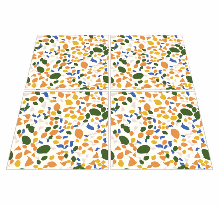 Tapis vinyle cuisine effet carreaux terrazo - TenStickers