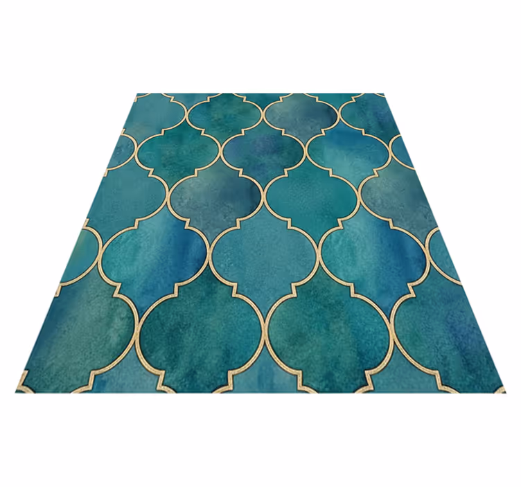 Tapis vinyle cuisine vert jade avec accents dorés - TenStickers