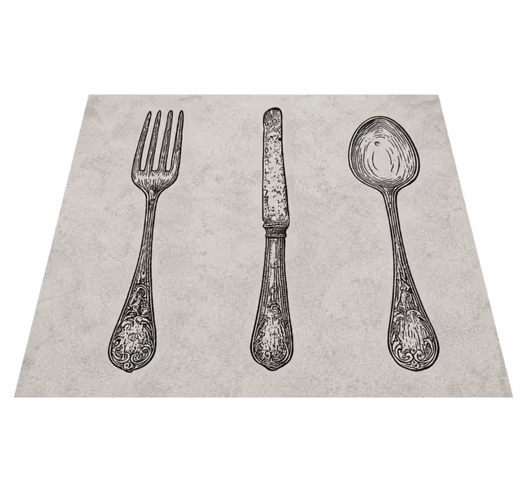 Tapis vinyle cuisine motifs gris couverts - TenStickers