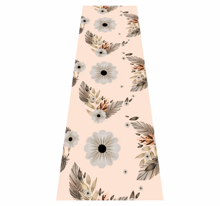 Tapis vinyle chambre motif fleurs pastels roses et noires - TenStickers