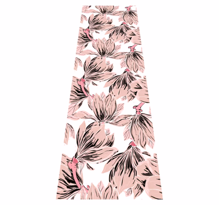 Tapis vinyle chambre fleurs de magnolia blanches et roses - TenStickers