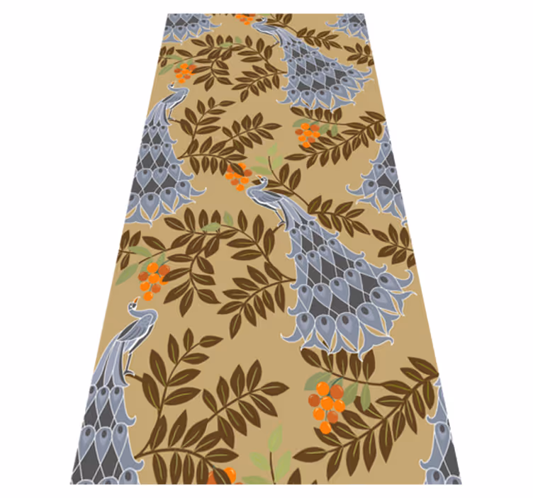 Tapis vinyle chambre design paon gris style africain - TenStickers