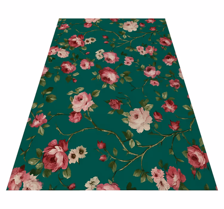 Tapis vinyle chambre motif fleurs arbre peintes - TenStickers