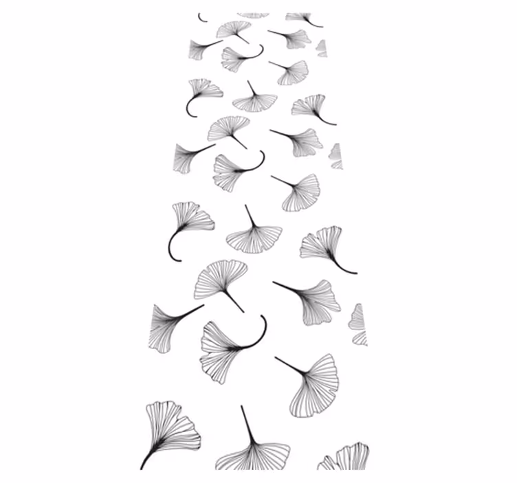 Tapis vinyle bureau motif feuilles de ginkgo noir - TenStickers