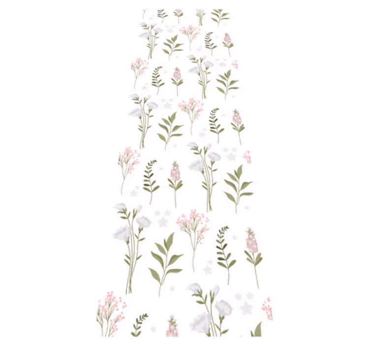 Tapis vinyle chambre motif fleurs sauvages minimaliste - TenStickers