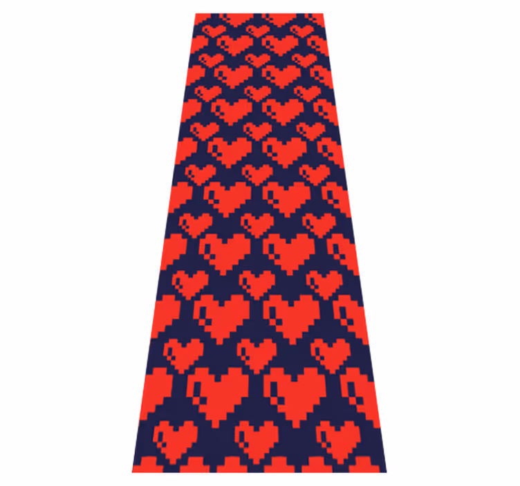 Tapis vinyle chambre motif géométrique cœurs rouges sur bleu - TenStickers