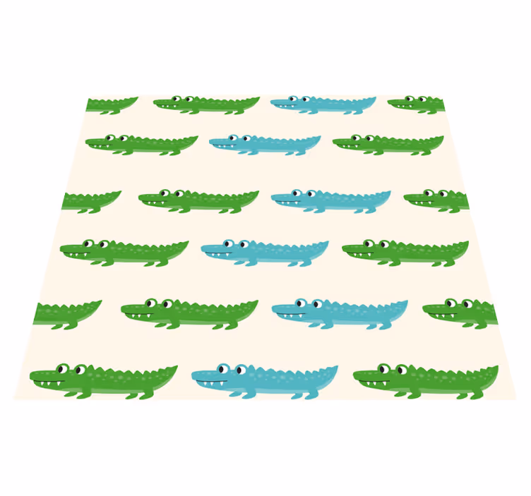 Tapis vinyle chambre crocodile vert et bleu enfants - TenStickers
