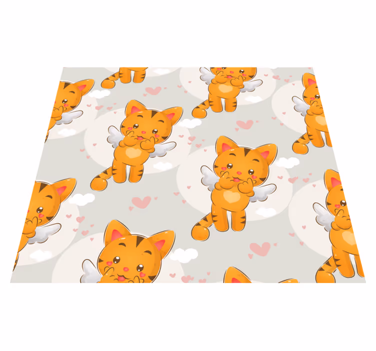 Tapis vinyle chambre avec des chatons mignons volants - TenStickers