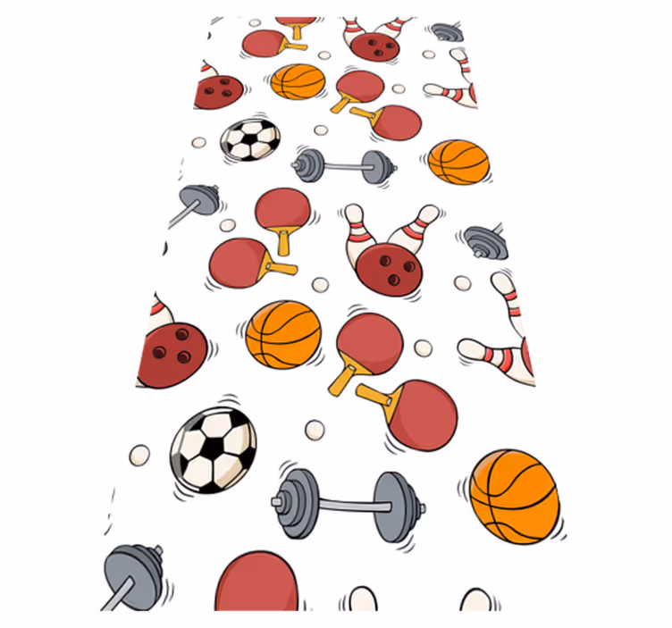 Tapis vinyle chambre style croquis équipement sportif - TenStickers