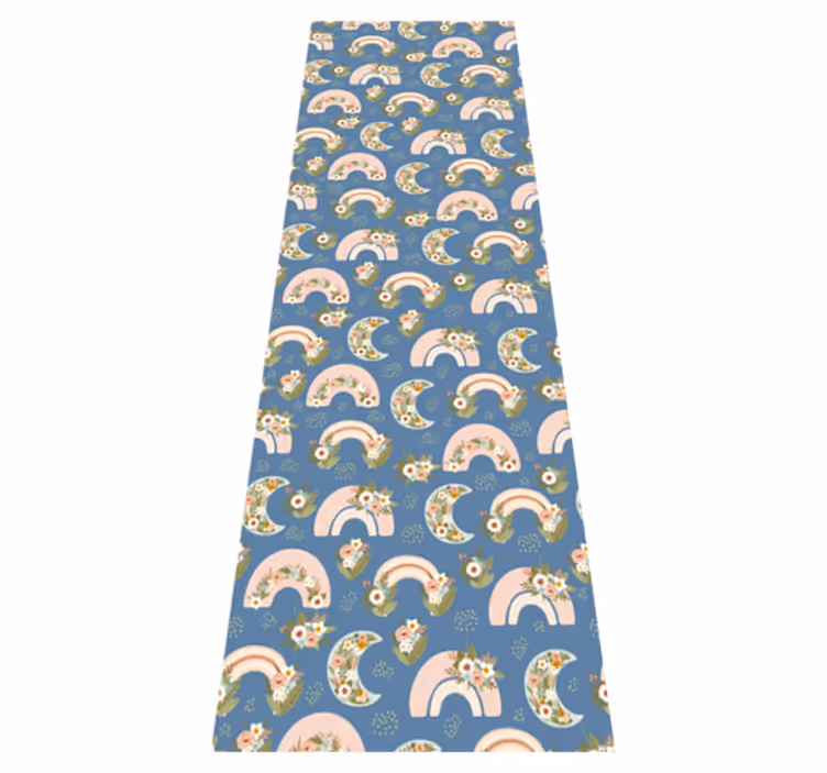 Tapis vinyle chambre motif enfant arc-en-ciel et fleurs - TenStickers