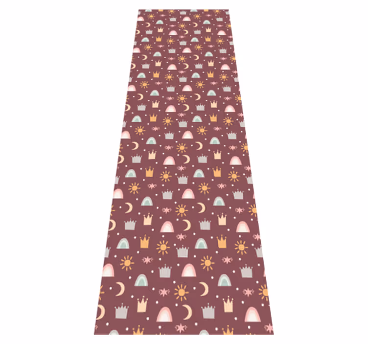 Tapis vinyle chambre motifs couronnes étoiles arc-en-ciel - TenStickers