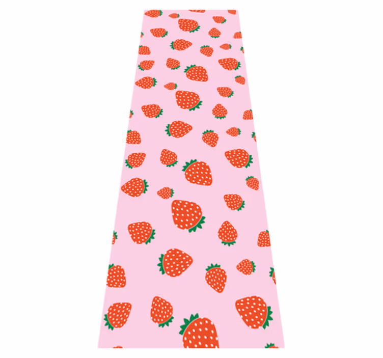 Tapis vinyle chambre motif fraises sur fond rose - TenStickers