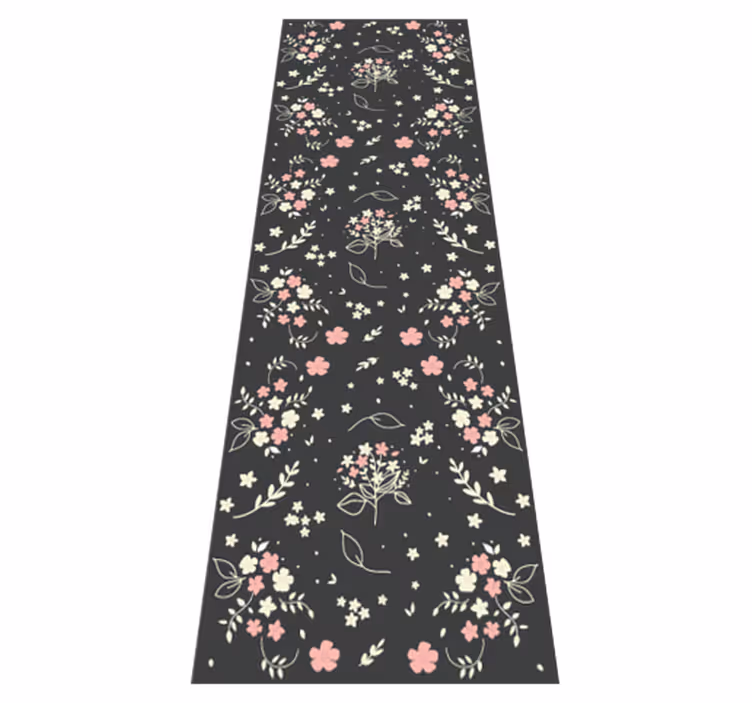 Tapis vinyle chambre fond gris avec petits roses - TenStickers