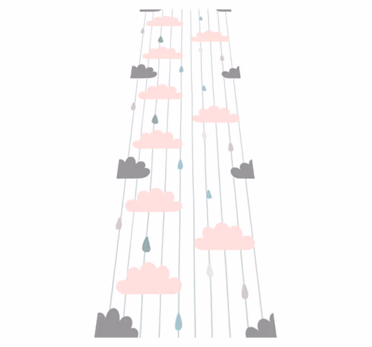 Tapis vinyle chambre nuages roses et gris - TenStickers