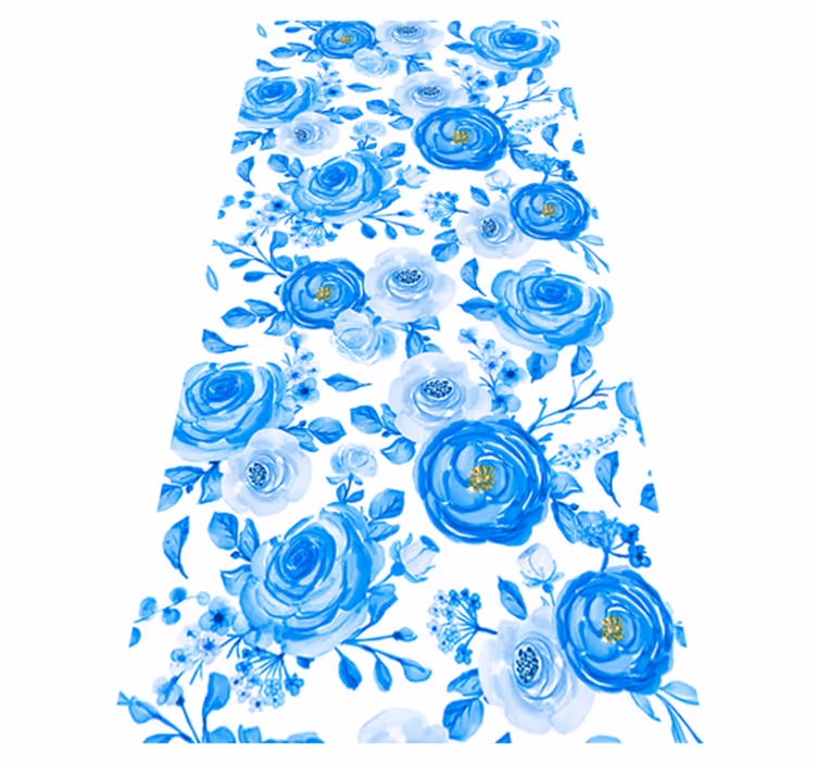 Tapis vinyle chambre horloges fleurs bleu nordique - TenStickers
