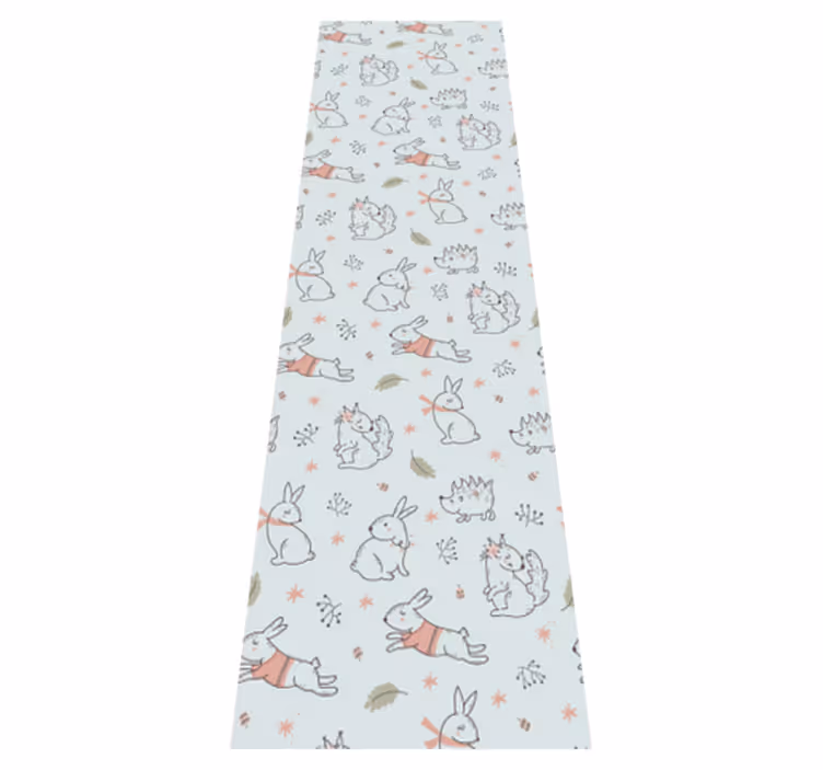 Tapis vinyle chambre fleurs avec écureuils et lapins - TenStickers
