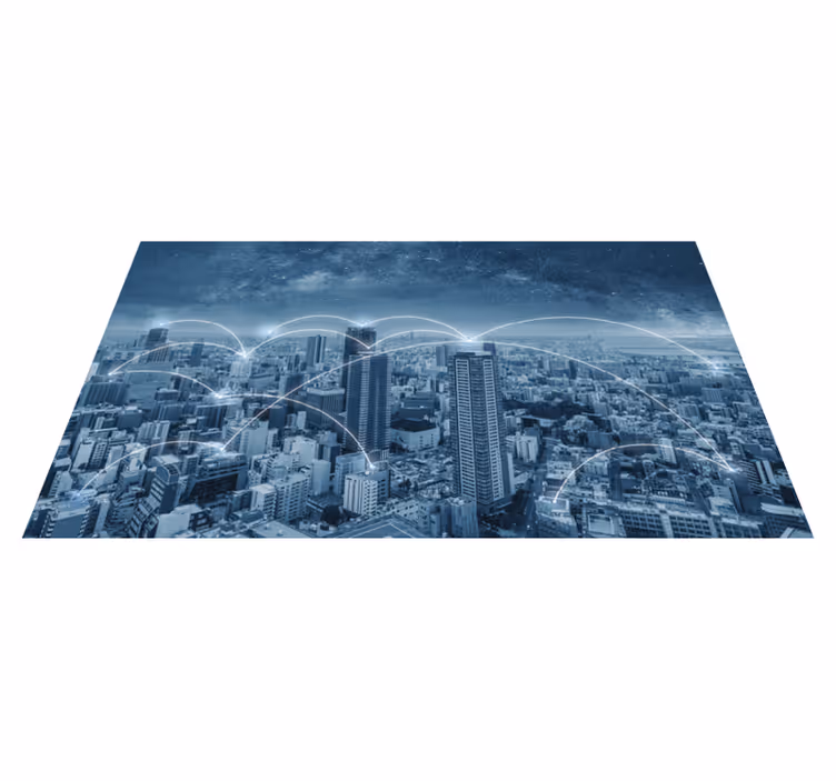 Tapis vinyle chambre paysage urbain gratte-ciel - TenStickers