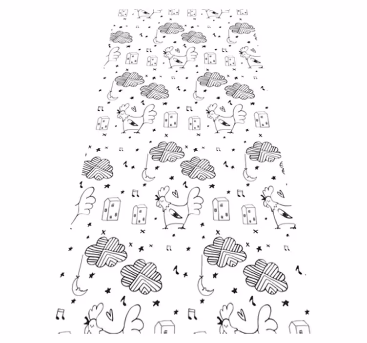 Tapis vinyle nordique poules noires et blanches - TenStickers