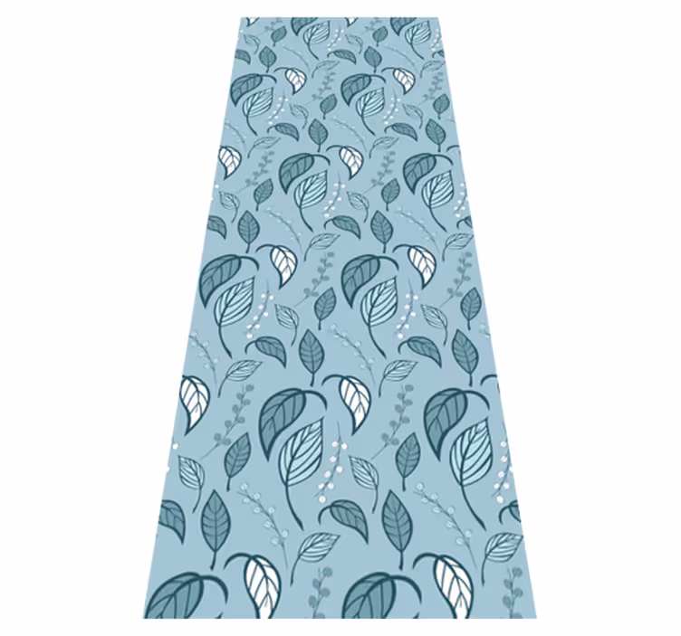 Tapis vinyle nordique motif feuilles bleues scandinaves - TenStickers