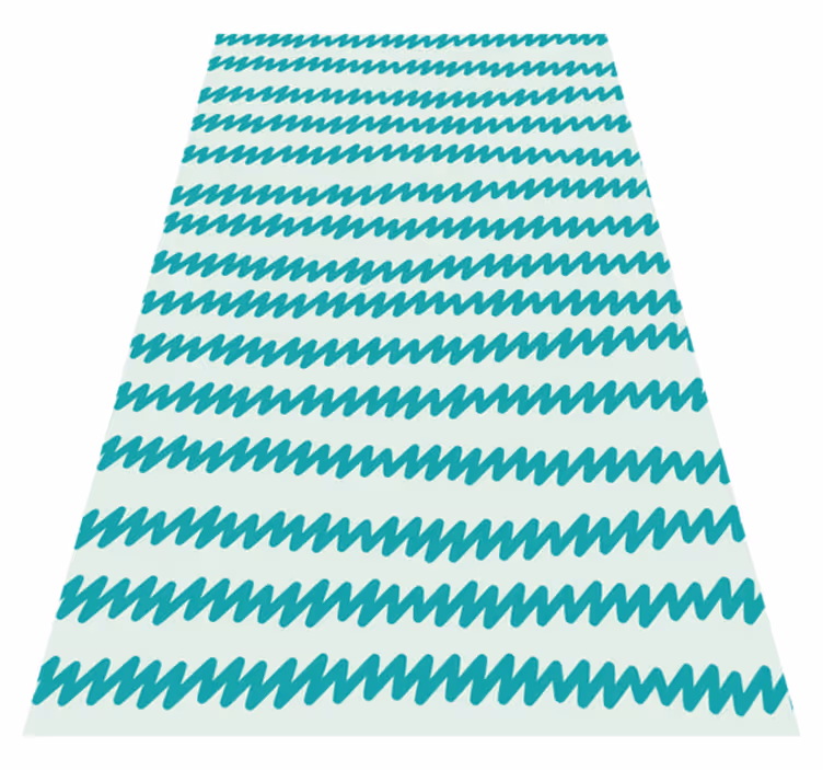Tapis vinyle nordique zigzag aquamarine et blanc - TenStickers