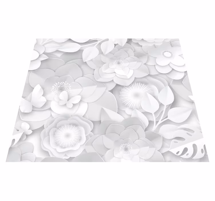 Tapis vinyle nature fleurs blanches en 3d - TenStickers