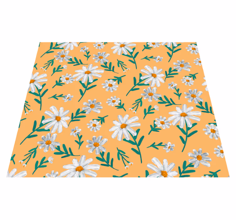 Tapis vinyle nature fleur marguerite fond jaune - TenStickers
