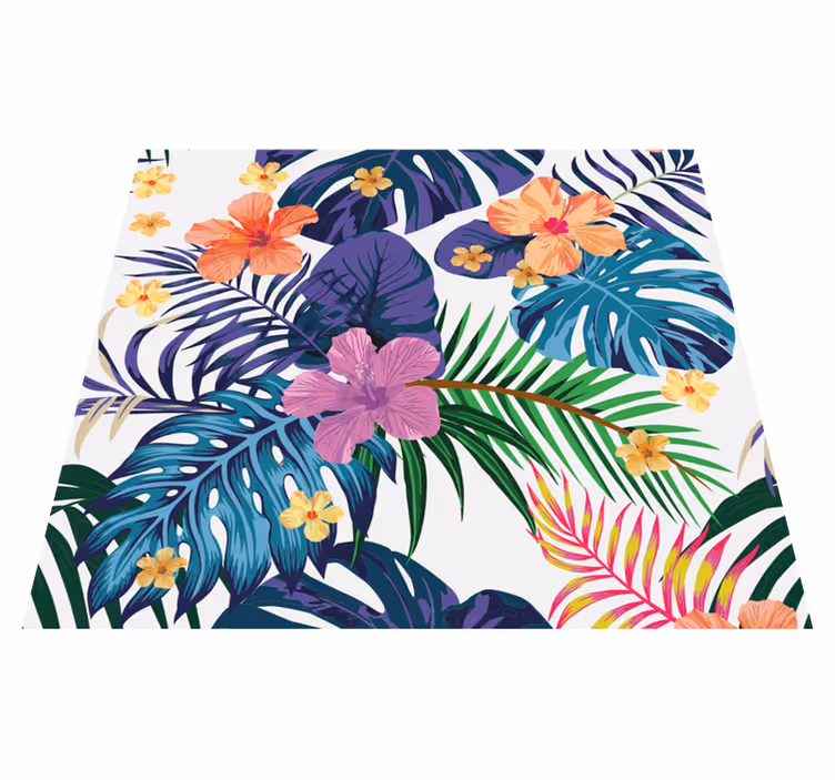 Tapis vinyle nature fleurs colorées hawaïennes - TenStickers