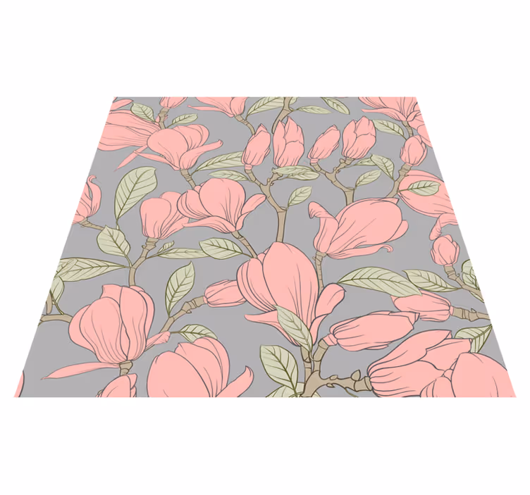 Tapis vinyle nature fleurs et feuilles roses - TenStickers