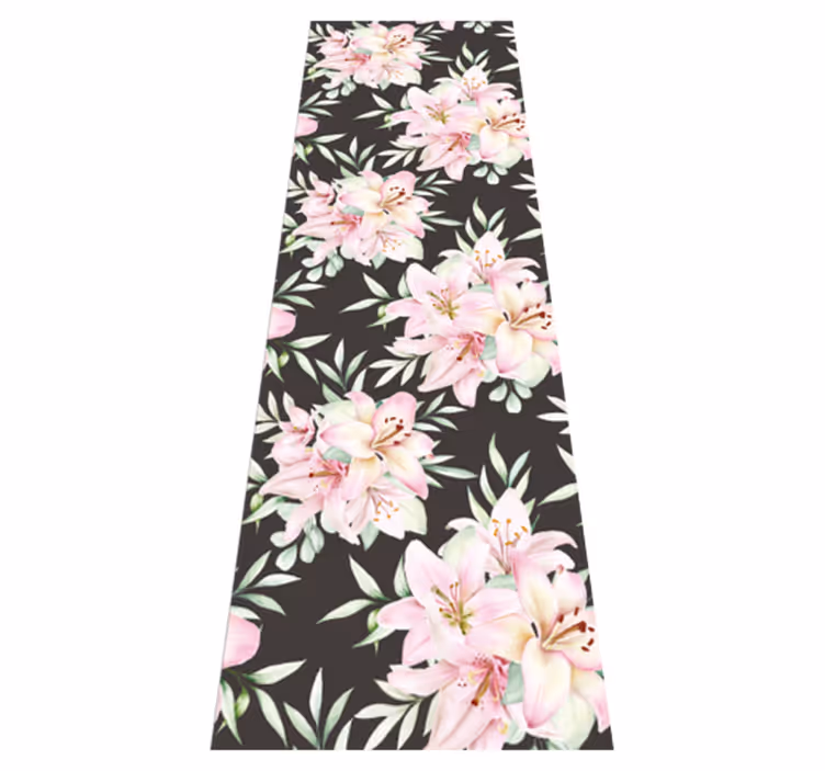 Tapis vinyle nature motif floral nénuphars aquarelle - TenStickers