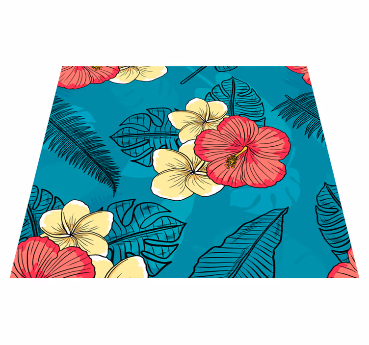 Tapis vinyle nature fleurs hawaïennes - TenStickers