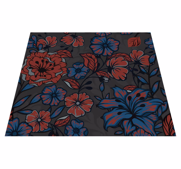 Tapis vinyle nature roses et feuilles aux couleurs sombres - TenStickers