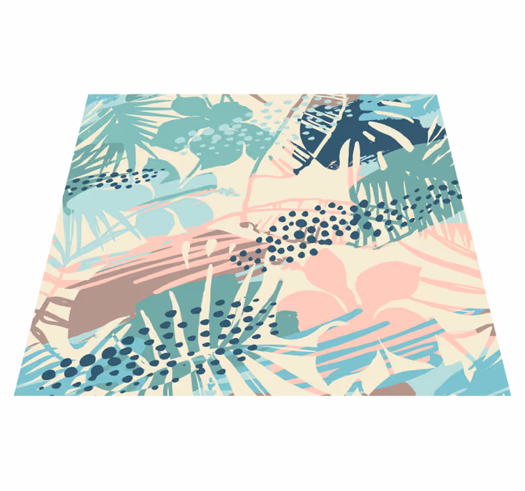 Tapis vinyle nature design tropical fleurs et points - TenStickers