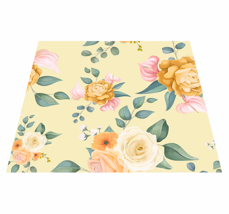 Tapis vinyle nature roses jaunes vintage - TenStickers