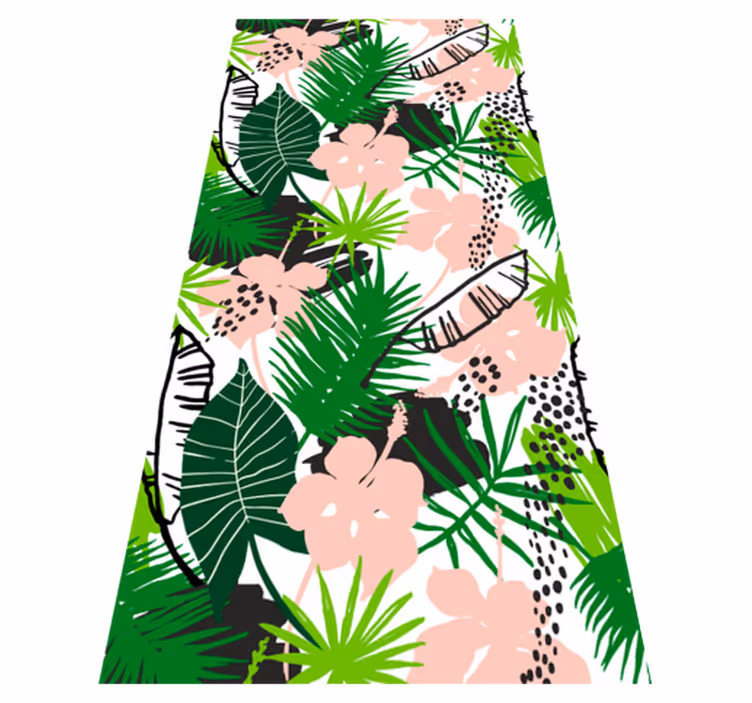 Tapis vinyle nature motifs tropicaux feuilles et fleurs - TenStickers