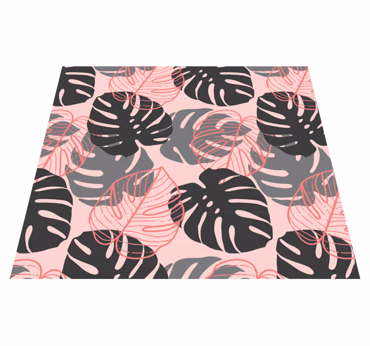 Tapis vinyle nature monstrosa rose et gris - TenStickers
