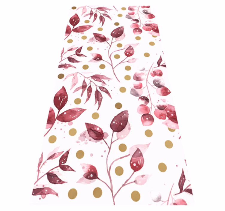 Tapis vinyle nature feuilles bourgogne à pois dorés - TenStickers