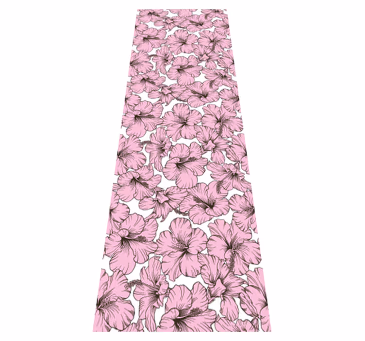 Tapis vinyle nature motif hibiscus rose - TenStickers